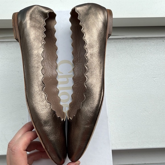 Chloé Lauren Scalloped Ballerina Flats - Pewter - Picture 5 of 8